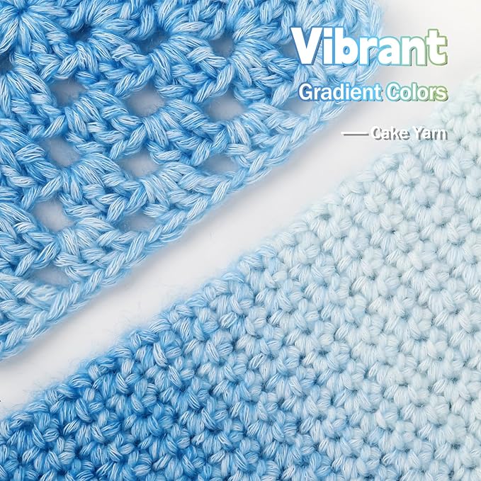 Katech Yarn for Crocheting-Gradient Cake Yarn-4x100g 60% Cotton 30% Acrylic 10% Wool -Perfect for Scarves, Shawls, Blankets, and Garments That Stand Out with Style(E)