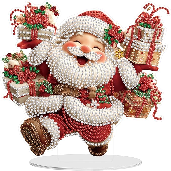 5D Diamond Art Kits for Adults, Santa Claus, Special Shaped Rhinestone Diamond Art Christmas Ornaments, Christmas Lover, DIY Diamond Art Painting Desktop Ornament Gem Art crafts for Adults Home Decor