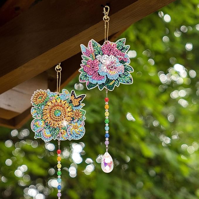 TDFERAN Diamond Pinting During Wind Chimes Diamant Art Hanging Sign Onament Plant Pendants Wind Chimes Wall Hanging in Living Room Dorridor Diamond Art Hanging Sign Onamen DIY Decorations Ornaments