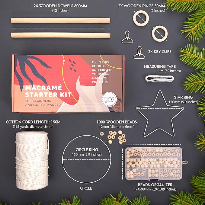 MIGO Creates Macrame Kits for Adults Beginners with 112 Macrame Supplies and 7 Projects Book: DIY Macrame Kit Includes 165 Yards Macrame Cord with Craft Supplies & Materials to Start Macrame!