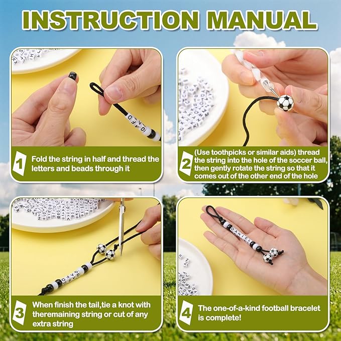 Tondiamo 1896 Pcs 12 Set Soccer Beads DIY Kit for Making Bracelets Necklace Lanyard Keychains Jewelry Making Crafts Sport Letter Bead Charm Sport Theme Party Favor Team Gift Backpack Accessories