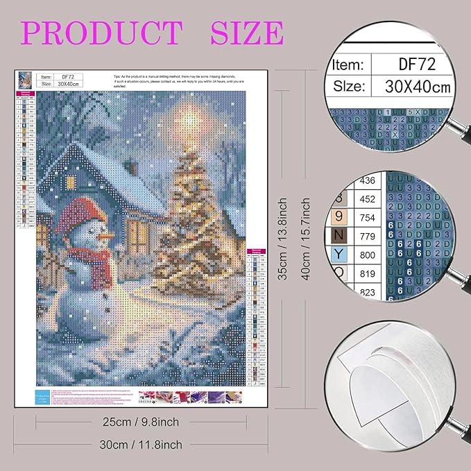 DIYDECORFUN Diamond Art Kits for Adults Beginner, 5D Christmas Tree Diamond Painting Kits,DIY Full Round Drills Snowman Paint with Diamonds Winter Gem Art for Wall Decor 12 x 16 in