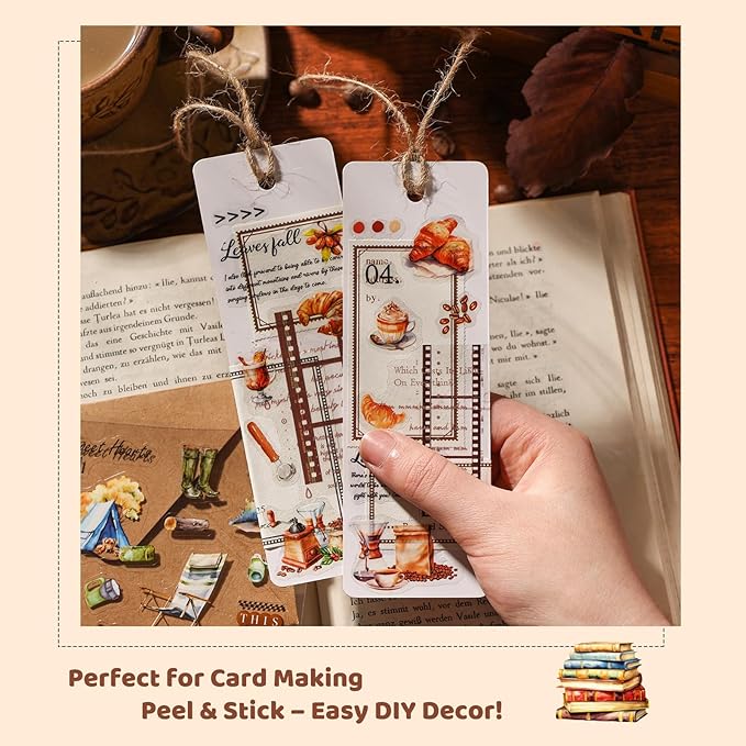Vintage Food Stickers for Scrapbooking – 320+ Transparent PET Dessert, Coffee, Cake & Bread Stickers for Journaling, Junk Journal Supplies, Kids DIY Crafts, Baking & Camping Decoration