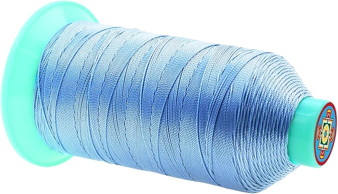 Mandala Crafts Size 346 210D T350 Bonded Nylon Thread - Light Blue 415 YDs Tex 350 Heavy Duty Sewing Threads for Leather, Jeans, Weaving, Outdoor Marine Upholstery