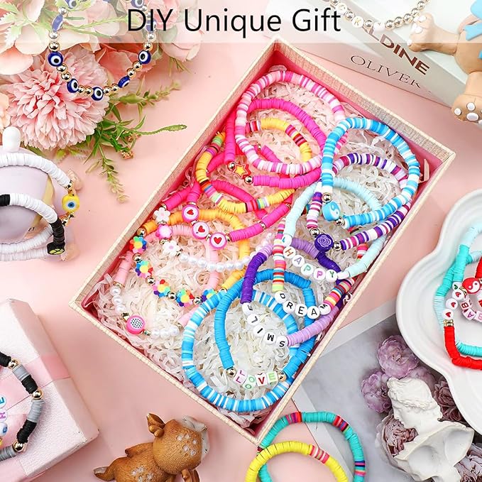 1480pcs Valentine's Day Polymer Clay Beads Charms Friendship Bracelet Necklace Earring Jewelry Making kit, Accessories for Arts Crafts DIY Birthday Gifts for Women Girls Children