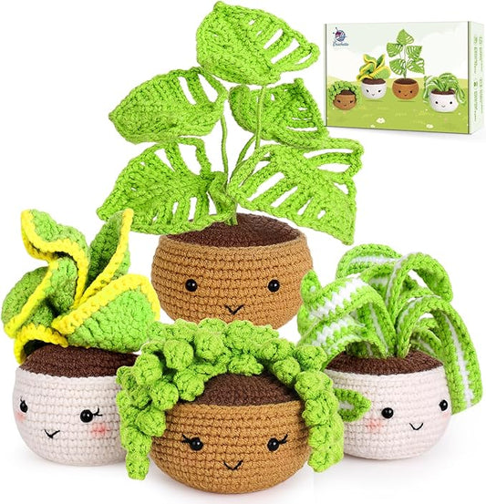 Crochetta Crochet Kit for Beginners, Crochet Starter Kits for Adults with Step-by-Step Video Tutorials, Learn to Crochet Kit Kids, Knitting Craft Supplies, Crochet Plants Indoor Home Decor(40%+ Yarn)