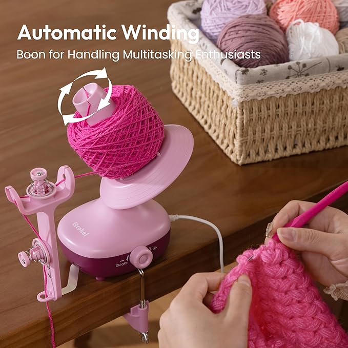 Yarn Winder, Electric Yarn Ball Winder for Crocheting, Compact Yarn Cake Winder Strong Tension Stepless Speed Automatic Yarn Spinner, Thoughtful Gifts for Knitting Lovers(Purple)