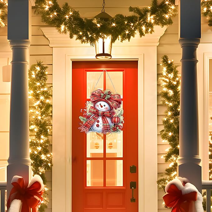 Diamond Art Hanging Kit for Adult,Special Shaped Rhinestone,DIY Acrylic Diamond Art Painting Window Pendants Home Garden Wall Hanging Kits Hanging Ornament,Double Sided. (Christmas Snowman)