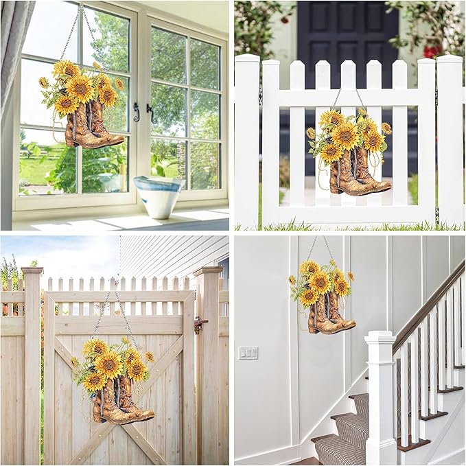 Reofrey Hanging Diamond Art Kits for Adults– 8x8Inch Flowers Hanging Ornament Acrylic Board Double Sided Pattern Crystal Diamond Art Suncatcher Pendant, for Wall Home Window Decoration Handmade Gift
