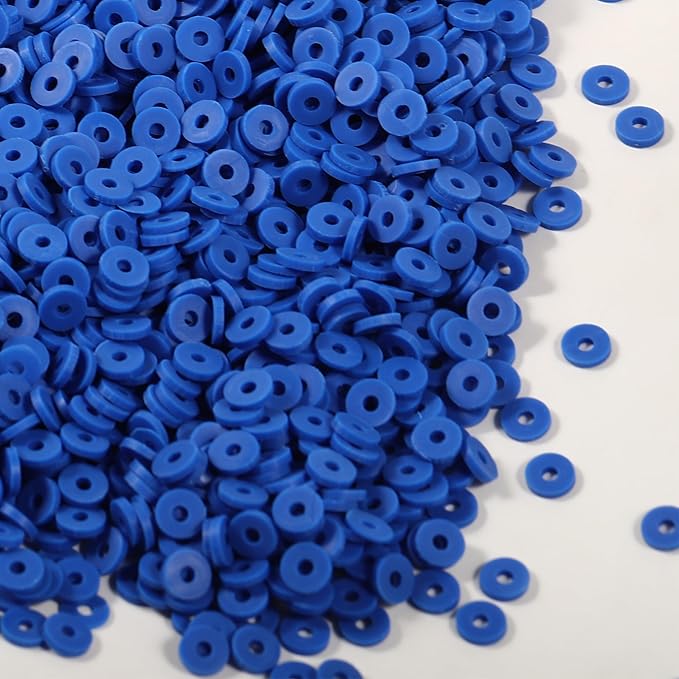 4000 Pcs Clay Beads for Bracelets Making, Polymer Spacer Flat DIY for Jewelry Necklace Earring Making Kit, Preppy Aesthetic Heishi Heshie Thin Disk Beads Assortments Set 4 6 8MM (Royal Blue, 6MM)