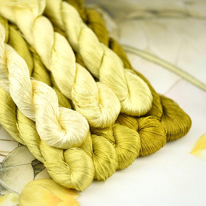 Natural 100% Silk Thread, Handmade Embroidery Thread Silk Floss 8 Colors 110m Each (63)
