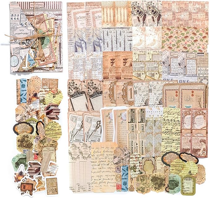 100PCS Vintage Journaling Scrapbooking Supplies Ephemera Pack for Junk Journal Planners Decoupage Paper Scrapbook Stickers Aesthetic Cottagecore Collage Craft Album (Notes)
