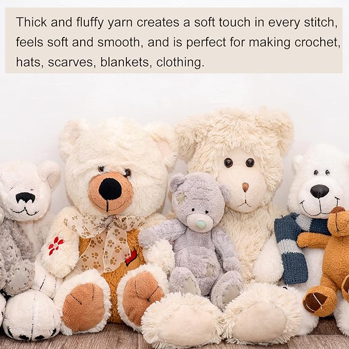 MECCANIXITY Fur Yarn Soft Fluffy Chunky Yarn Fuzzy Eyelash Yarn Light Yellow for Crocheting Knit Clothes Bag - 55Yard/50m, 3.47ozx1