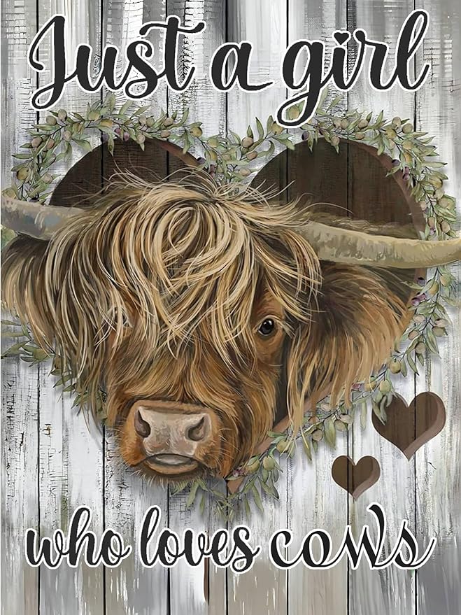 Meothan Diamond Painting Kit for Adults, Highland Cow Diamond Art Kits for Adults Beginners, 5D DIY Full Drill Round Diamond Gem Art for Home Wall Decor (11.8 * 15.8 inch)