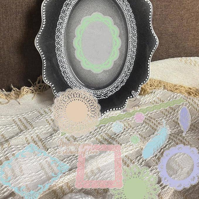 130 Pcs Lace Scrapbook Stickers - Colorful Butterfly & Feather Embellishments for Journaling, Wedding Albums, DIY Crafts, Scrapbooking Supplies & Bullet Journal Decor