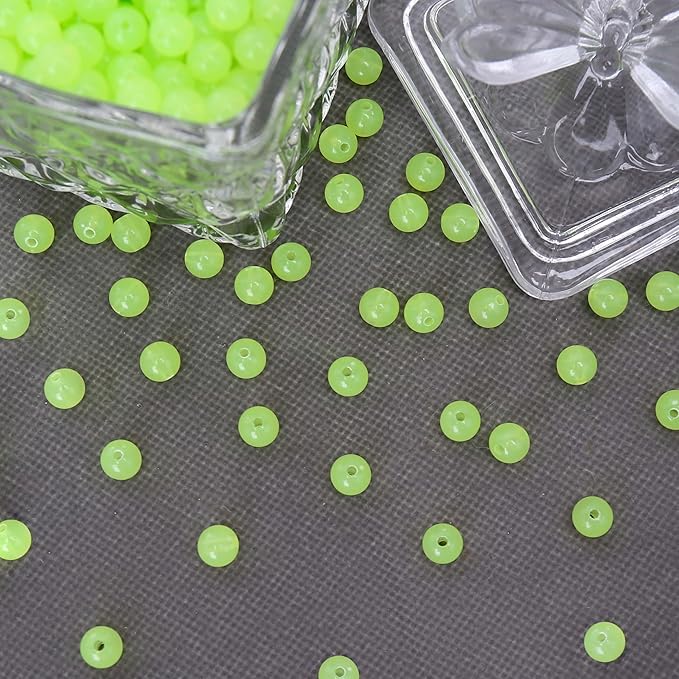 bonny boxx 500pcs 8mm jelly light green acrylic round beads, smooth transparent acrylic balls, plastic resin gumball bubblegum chunky beads for necklace & bracelet making, crafting supplies