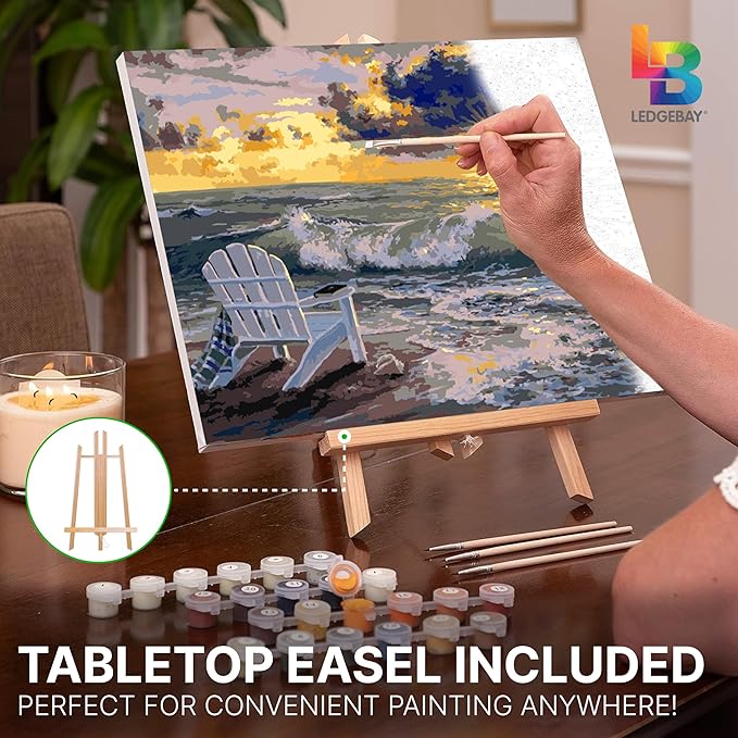 Ledgebay DIY Paint by Numbers Kit for Adults Framed Canvas: Beginner to Advanced Paint by Numbers Kit, Kits Include Acrylic Paint Set Brushes Tabletop Easel (Be Still 12" x 16" Framed)