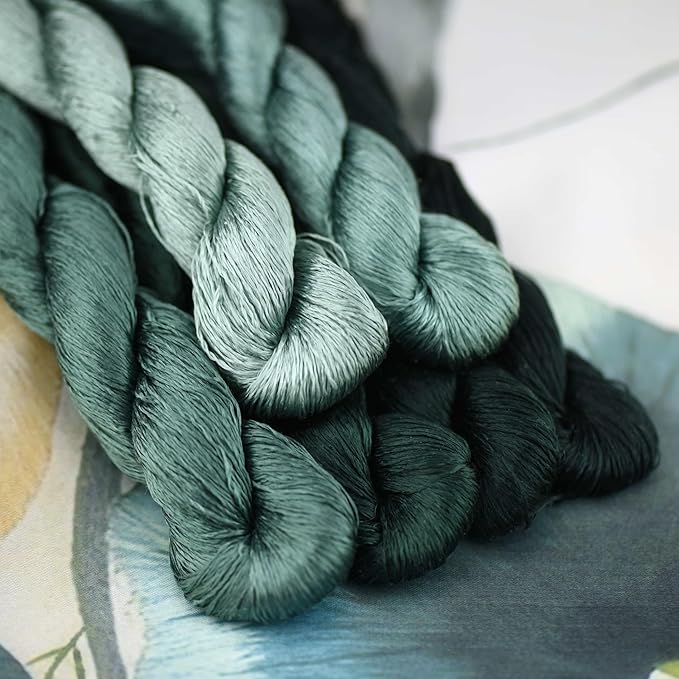 Natural 100% Silk Thread, Handmade Embroidery Thread Silk Floss 6 Colors 110m Each (52)