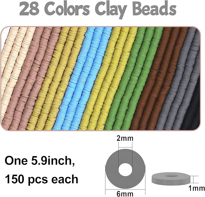 JMUQ 28 Strands Black&Brown Clay Beads Bracelet Making Kit, Friendship Preppy Flat Polymer Clay Heishi Beads for Bracelets Jewelry Making Kit, DIY Arts and Crafts Gifts