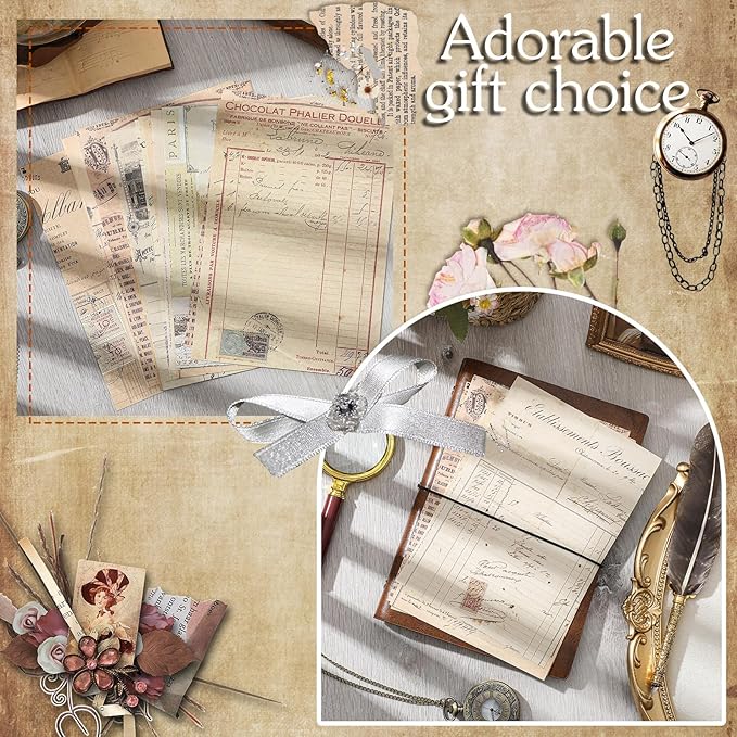 Zonon 114 Pieces 2 Sets Junk Journal Pages Vintage Pack Craft Paper Junk Journal Vintage Paper for Albums Planner Decorative Crafts Embellishment Supplies(Daily List)