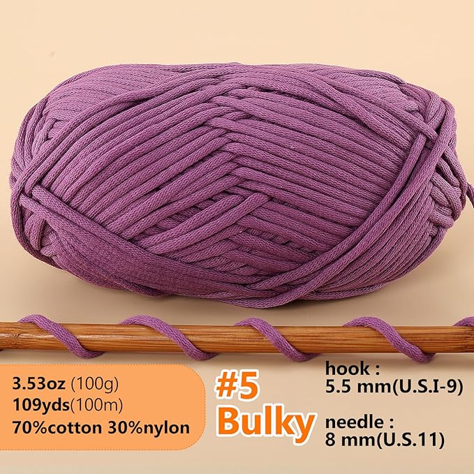 100g Soft Yarn for Crocheting,Crochet Yarn for Sweater,Hat,Socks,Blankets(Purple)