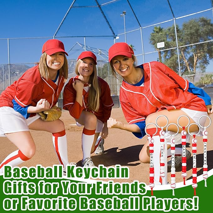 Landical 564 Pcs Baseball Keychain Making Kit DIY Baseball Bead Key Chain Craft Adjustable Sport Letter Bead Charm Sport Theme Party Favor Gift Backpack Accessories Holiday Decoration(Novel Color)