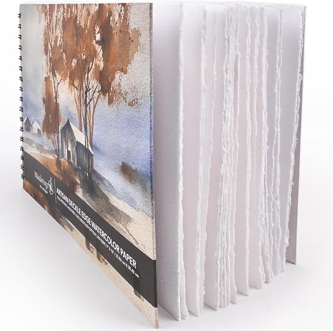 Wanderings Tear Out Watercolor Journal - 9"x12" - Premium Art Journal with Handmade Deckle Edge Paper Featuring 350 GSM Cold Press Paper for Scrapbook, Watercolor Album, Sketchbook, Drawing Pad