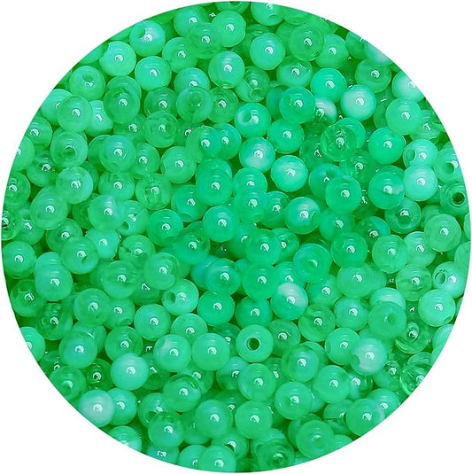 bonny boxx 1000pcs 6mm green jade round beads, smooth acrylic balls, plastic resin gumball bubblegum chunky beads for necklace & bracelet making, crafting supplies