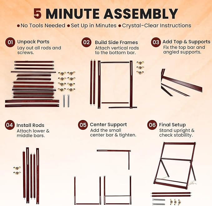 Baraboo Hardwood Weaving Loom Kit for Adults – Adjustable 25.2 x 19.3 Inch Wooden Frame Weaving Kit with Shuttle, Comb & Heddle Bar – 15 Piece Loom Set for Beginners & Professionals