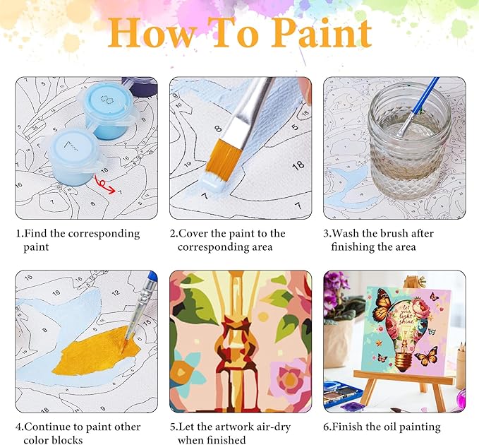 Framed Paint by Numbers Kit for Adults Beginner Light, Adult Paint by Number Kits on Canvas Framed Flower, DIY Acrylic Oil Painting by Numbers with Frame, Perfect for Home Decor Gift 10 X 10 Inch