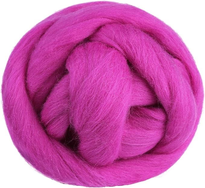 3.53oz Wool Roving, Wool Felting Supplies, Pure Wool, Chunky Yarn, Spinning Wool Roving for Needle Felting Wet Felting DIY Hand Spinning (Light Purple)