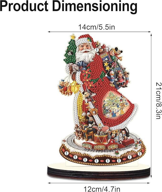 MVVMTOP Christmas Diamond Art Tabletop Decoration, DIY Santa Claus, 5D Special Shape Crystal Diamond Partial Diamond Art Painting Mosaic Handicraft, Home Office Tabletop Decor Gift