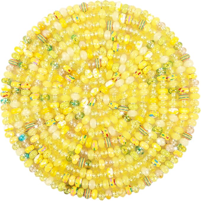 Large Hole European Beads for Pens - 100 Pieces Assorted Yellow Fairy Wand Garden Lampwork Craft Spacer Beads for DIY Charms Bracelet Necklace Decoration Jewelry Making Supplies