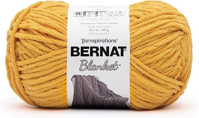 Bernat Blanket Super Bulky Acrylic Yarn - 2 Pack of 300g/10.5oz #6 Chunky Chenille Heavy Weight Yarn for Knitting and Crocheting, Amigurumi, Thick Blankets (Sunsoaked, 220 Yards 2-Pack)