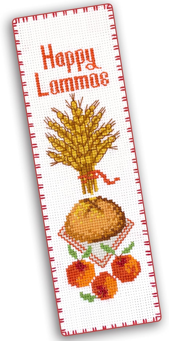 Povitrulya Counted Cross Stitch Kit “Lammas/Lughnasadh“ – DIY Bookmark Embroidery Set for Adults & Beginners, First Harvest Pagan Celtic Rustic Seasonal Autumn Gift
