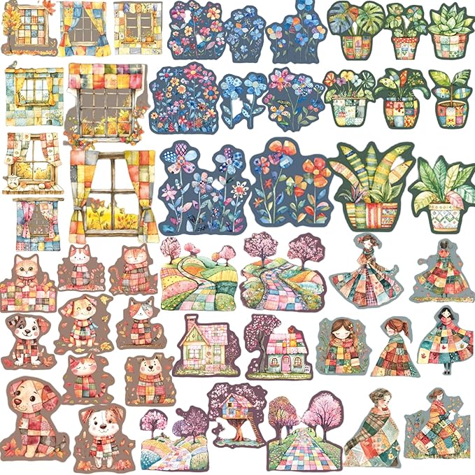 60 Pieces Vintage Aesthetic Scrapbooking Stickers with Pastoral Style Scenes for Junk Journals, Card Making, Planners, Phone Cases, Office DIY Crafts (6 Pack)