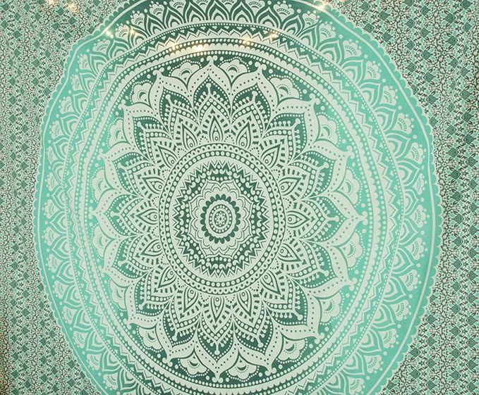 popular handicrafts tapestry wall hanging hippie ombre mandala bohemian hippy intricate indian tapestries bedspread 84 x 90 inches (215cm x 230cm) grey green