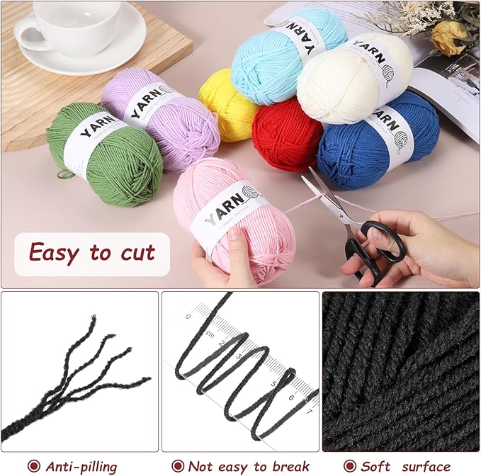 6Pcs Black Acrylic Yarn 790 Yard 4 Ply Soft Crochet Yarns Sport Weight Yarn,[for DIY Crocheting Knitting Craft Blankets Hats]-300g