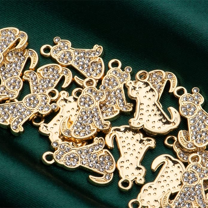 Pack of 20 Rhinestone Charms Gold Plated Pendants Pave Crystal Accessories for Necklace Bracelet Jewelry Making DIY Crafting