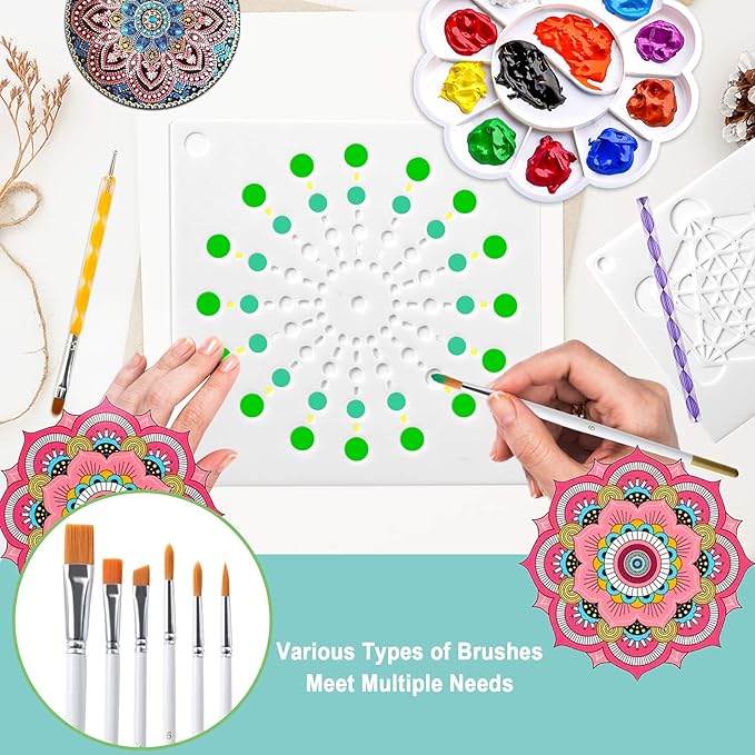 Mandala Dotting Tools,Augshy 58PCS Dot Painting Tools Set Rock Painting Supplies with a Blue Zipper Waterproof Storage Bag for Painting Rocks