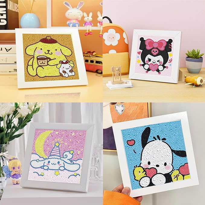 YSUNETER Diamond Painting Kits for Kids Beginner - 4 Pack DIY 5D Full Drill Diamond Art Kits for Children, Cute Animals Round Crystal Rhinestone Gem Art Crafts Home Wall Art Decor 5.9 x 5.9 Inches