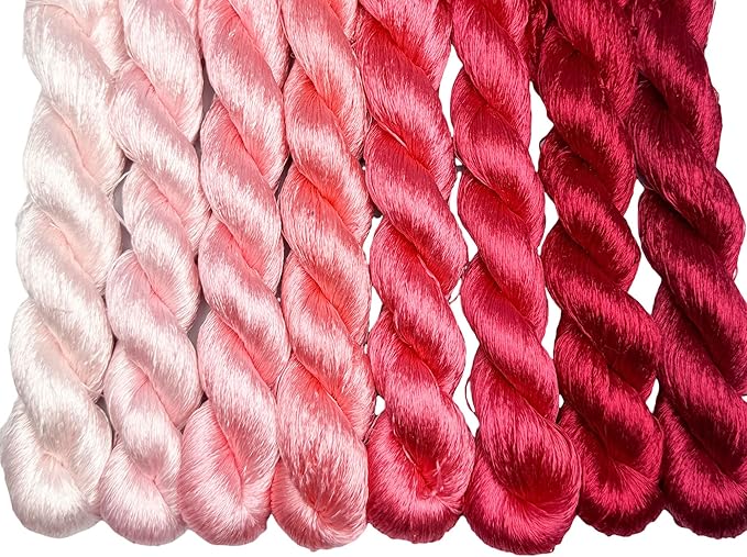 100% Nature Mulberry Handmade Embroidery Silk Thread Woven Jewelry Accessory Artificial Flowers Cross Stitch Floss DIY Sewing Kits 8 Gradient Colors 22m Each (11)