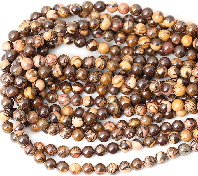 cheavian 45pcs 8mm natural africa picture jasper gemstone round loose beads for diy bracelet necklace earrings jewelry making 1 string 15 inches