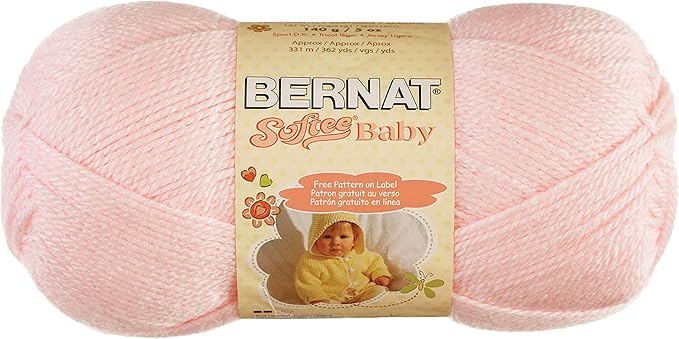 Bernat Softee Baby Yarn, 5 oz, Prettiest Pink, 1 Ball