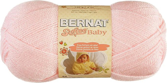 Bernat Softee Baby Yarn, 5 oz, Prettiest Pink, 1 Ball