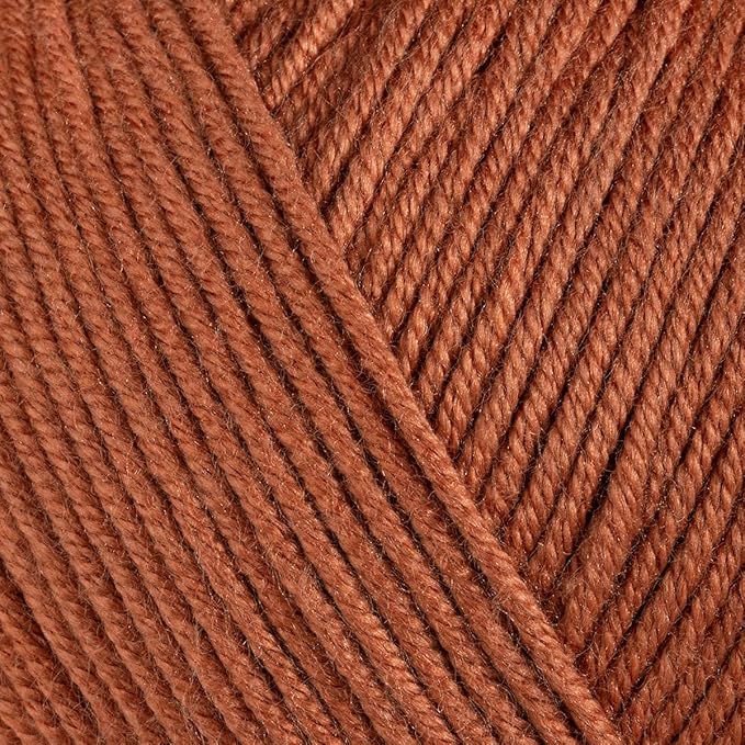 Estako Happy Cotton, (4 Skeins Pack) 60% Cotton 40% Acrylic Yarn, Soft, Fine/Sport (2) for Crochet and Knitting (4 x 1.76 Oz) / (4 x 180 Yrds) (4430 - Cinnamon)