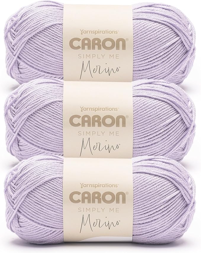 Caron Simply Me Merino Pale Wisteria Yarn - 3 Pack of 100g/3.5oz - 50% Acrylic, 50% Merino Wool - #3 DK (Light) - 215 Yards - Knitting/Crochet