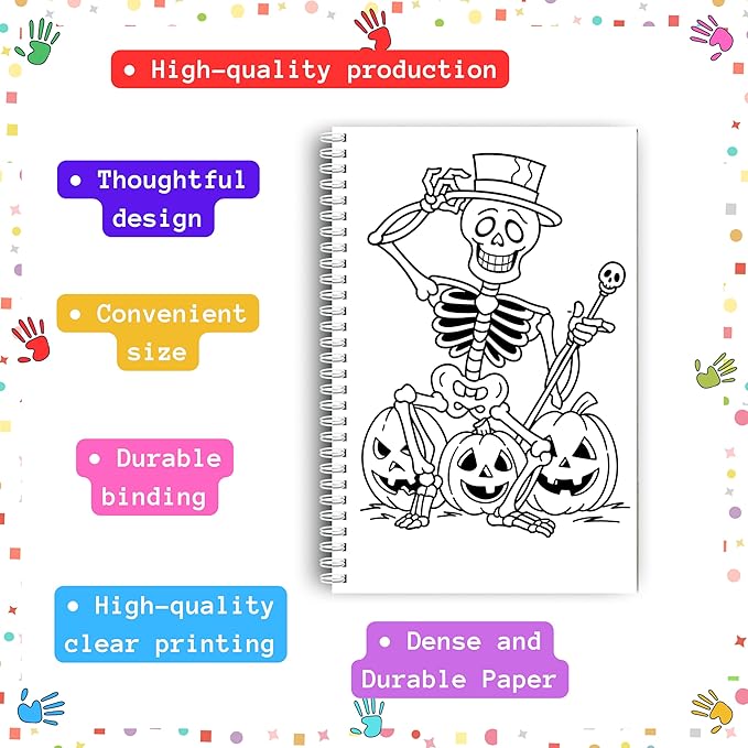 Spooky Cute Fall Coloring Book for Toddlers Ages 3+ – Small Size Halloween Coloring Pages with Pumpkins, Ghosts, and Bats – First Coloring Book with Thick 199 GSM Paper – Spiral Bound, 5.5x8.5 in