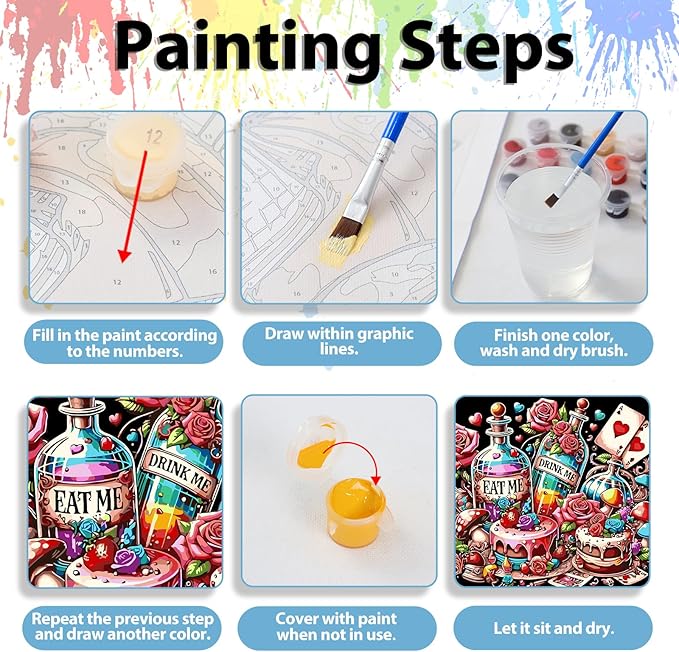 Paint by Numbers Kit for Adults Beginners, Adult Paint by Number Kits on Canvas, DIY Crafts Acrylic Painting by Number for Gift Home Decor 16x16 inch