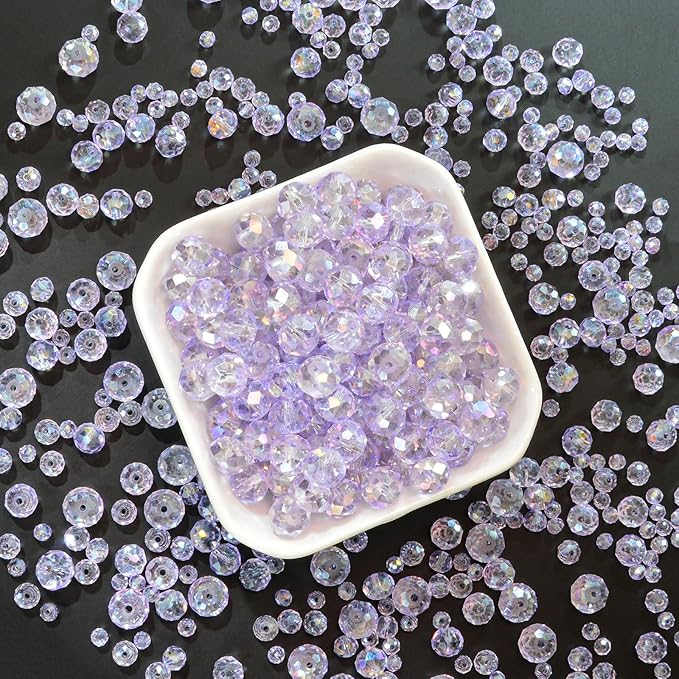 laopottbeads 220pcs 10mm crystal glass beads for jewelry making beads for bracelets necklace pendants making supplies(light purple)